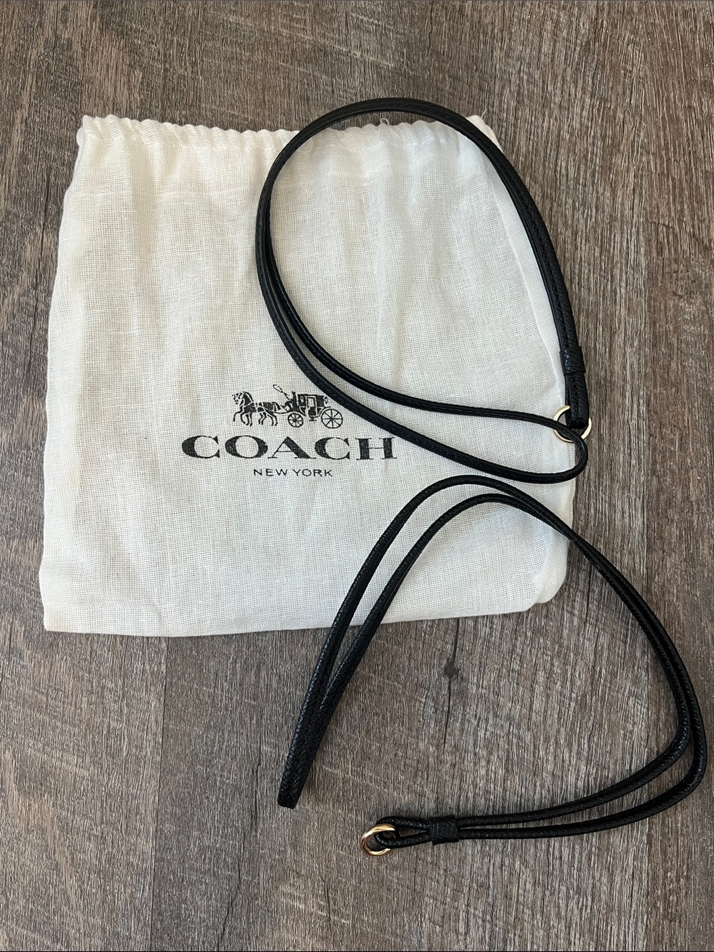 Coach Black Leather Lanyard Set of 2 Gold Tone Hardware